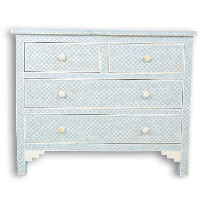 Lilac Bone Inlay Scalloped Mirror Iris Furnishing