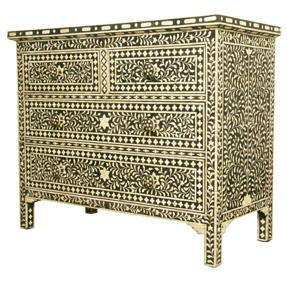 Black Bone Inlay Chest of Drawers | Iris Furnishing