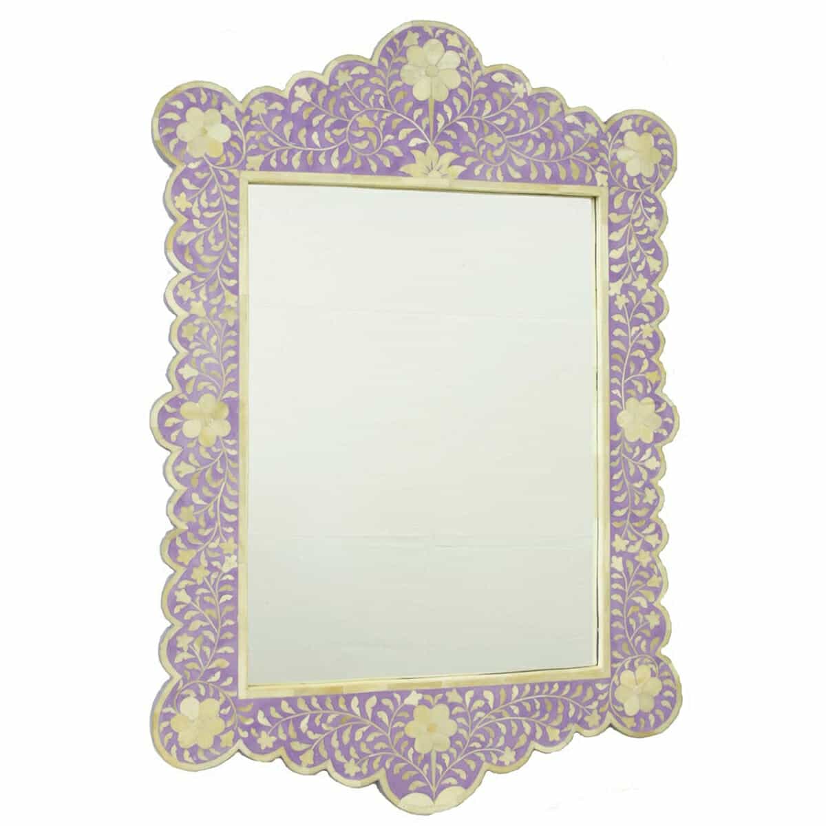 Lilac Bone Inlay Scalloped Mirror