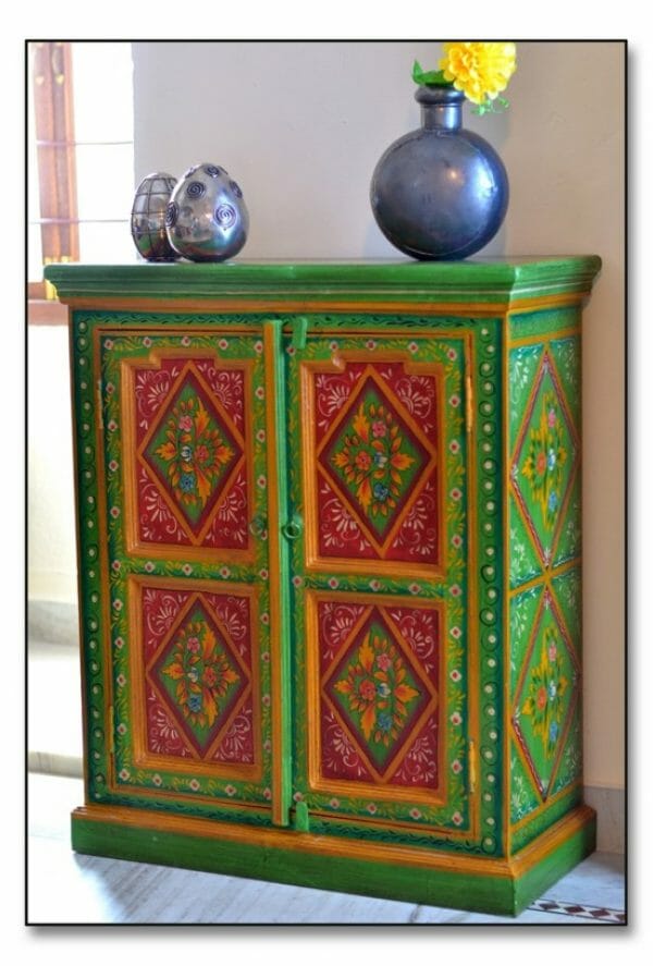 red and green mandala side cabinet iris furnishing