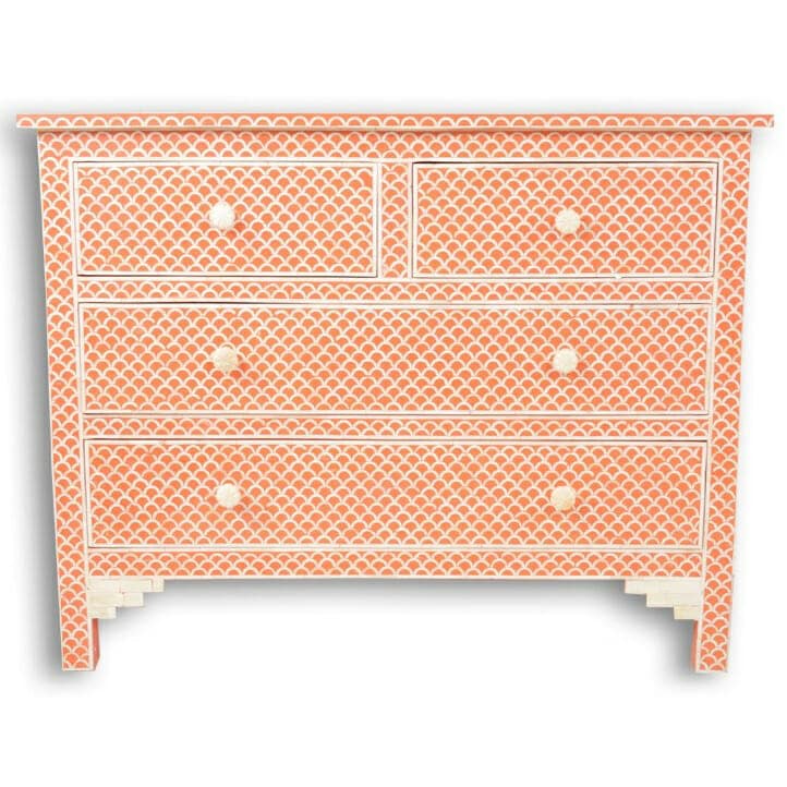 Terracotta Fish Scale Bone Inlay Chest Of Drawers Iris Furnishing Terracotta Fish Scale Bone Inlay