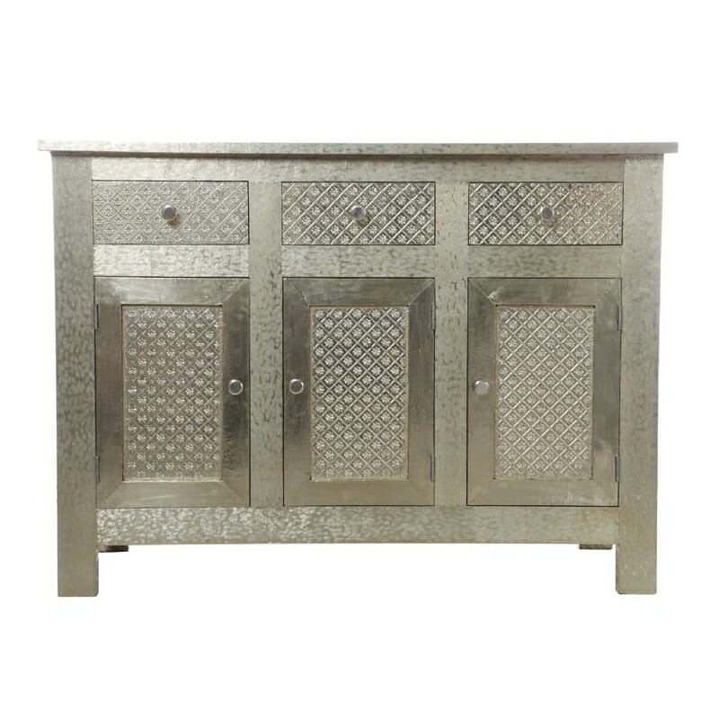 White Metal Embossed Sideboard Iris Furnishing White Metal Embossed Sideboard 2 - White Metal Embossed Sideboard Iris Furnishing