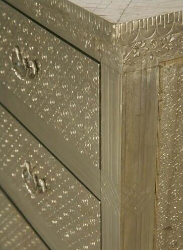 White Metal Embossed Six Drawer Chest Iris Furnishing