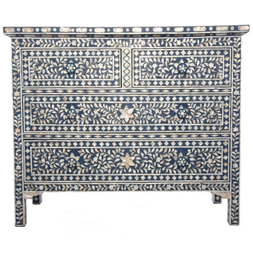 Dark Blue Mother Of Pearl Chest Drawers Iris Furnishing Dark Blue
