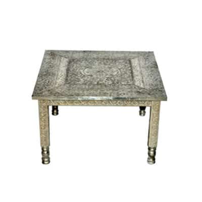 Embossed White Metal Coffee Table Iris Furnishing - Metal Coffee Table India Embossed White Metal Coffee Table Iris Furnishing - Metal Coffee Table India