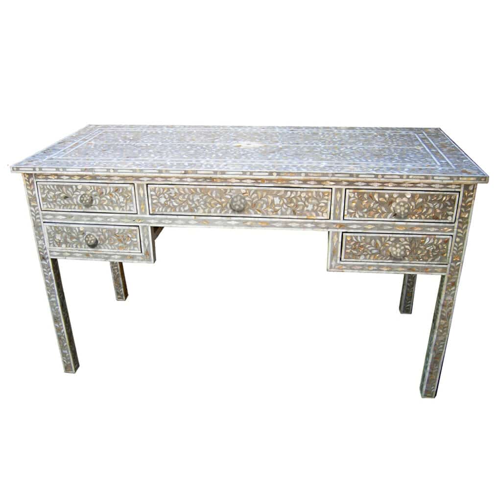 Grey Mother Of Pearl Inlay Desk Iris Furnishing Grey Mother Of Pearl Inlay Desk 1