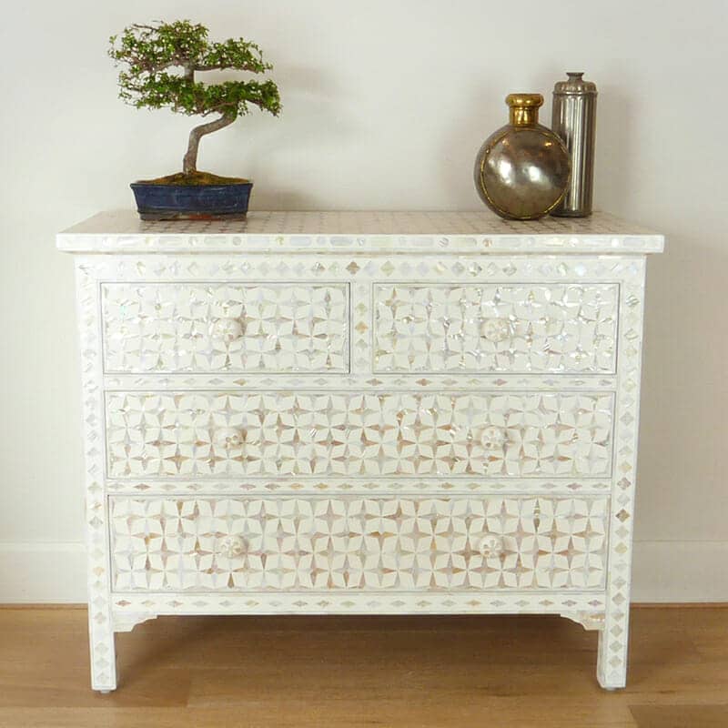 White Mother Of Pearl Star Chest Iris Furnishing