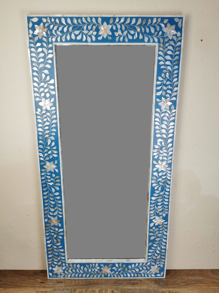 Royal Blue Mother of Pearl Rectangle mirror Iris Furnishing